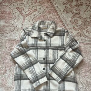 MELLODAY Plaid Utility Jacket in Gray and Cream